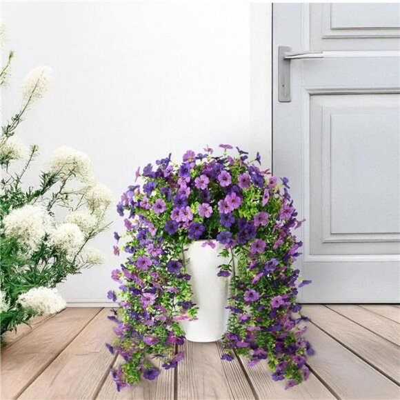 Artificial Hanging Daisy Flowers Set of 2 UV Resistant Outdoor Porch Decor - Picture 3 of 7